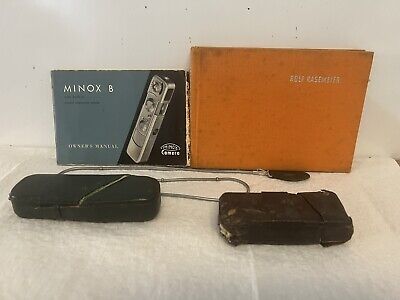 Vintage Minox B Camera, Flash, Cases, Chain, Owners Manual & Book • 93.17€