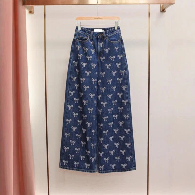 Автопортрет женщин новый модный ретро бант бриллиант повседневный широкие брюки - Изображение 1 из 4