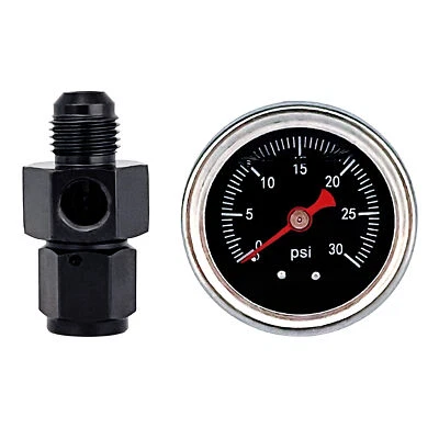 Liquid 0-30psi Fuel Pressure Gauge Regulator Gauge 1/8" NPT W/ 6AN Adapter - Image 1 of 4