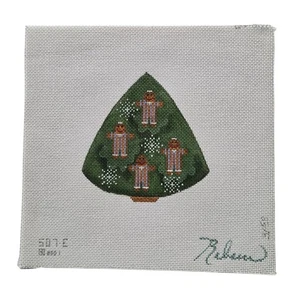 Rebecca Wood Needlepoint Canvas Gingerbread Man Christmas Tree Ornament 507E - Picture 1 of 11