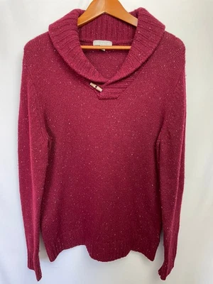 Suéter Grayson & Dunn Para Hombres Mezcla de Lana Talla L Rojo Chal Cuello Codo Parche Foto 1 de 4