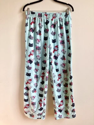 Pantalones de pijama de lana para gato de Navidad verde menta vacaciones tiro medio para mujer talla mediana Foto 1 de 4