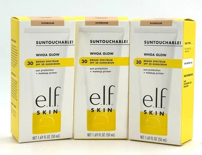 (Lot of 3) e.l.f Skin Whoa Glow SPF 30 Sun Protection+Makeup Primer (EXP 4/2026) - Image 1 of 4