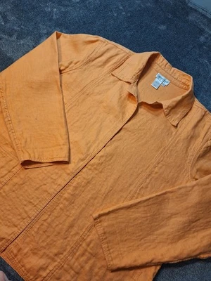 Chaqueta Blazer Coldwater Creek 100% Lino Frente Abierto Para Mujer 1X Naranja Costera  Foto 1 de 4
