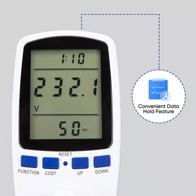 Plug in Power Consumption Energy Meter Voltage Amps Electricity Usage Monitor - Image 1 of 4