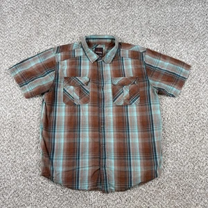 Prana Hemd Herren XL braun blau kariert Bio-Baumwolle kurzarm atmend - Bild 1 von 12