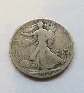 1916 D WALKING LIBERTY HALF DOLLAR - "UNCERTIFIED" - KEY DATE - Picture 1 of 2