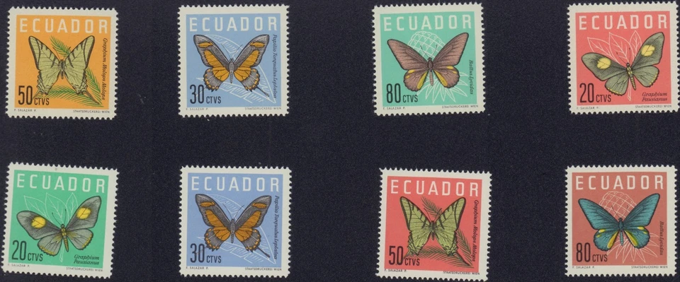 JUEGO MARIPOSAS ECUADOR 1961-1964 COMO NUEVAS MNH Foto 1 de 1