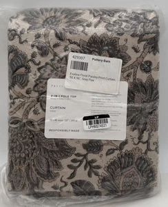 Pottery Barn Evalina Floral Paisley Gardine Vorhang (1) ~ 50 x 96 ~ grau Flachs - Bild 1 von 2