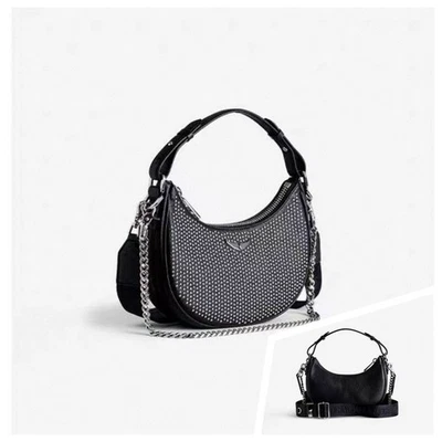 🎁NEW Authentic Women Zadig&Voltaire Cow Leather Shoulder Bag Rivet Crescent Bag - Image 1 of 4
