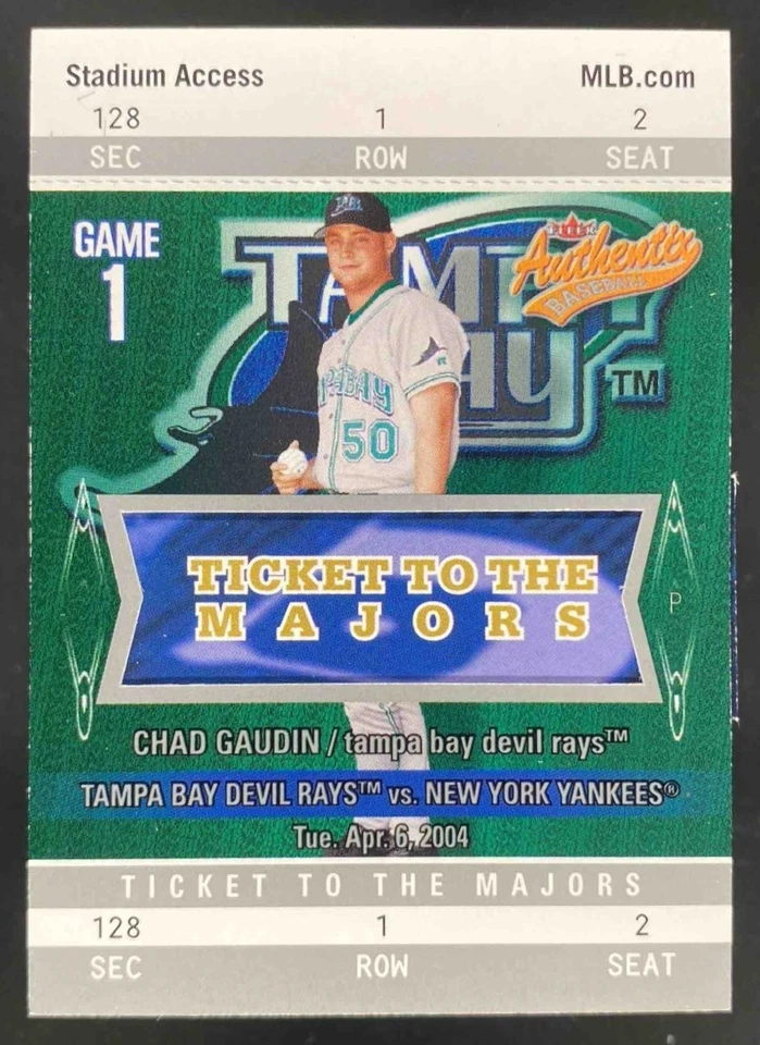 Chad Gaudin 2004 Fleer Authentix RC Ticket to The Majors /999 #102 - Image 1 of 4