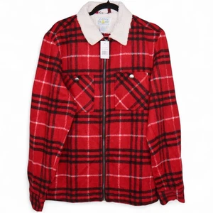 Alaska 1959 Wilderness Gear Mens Red Plaid Sherpa Collar Full Zip Jacket - Picture 1 of 7