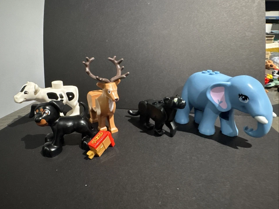 Lego Minifigures.  Large Animals. Deer, Elephant, Puma, Dog, Cow.  Lot Of 5 - Image 1 of 4