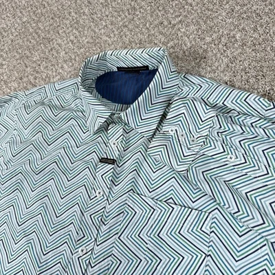 Camisa De Colección Le Jean De Marithe Girbaud Para Hombres XXL Chevron Rayas Algodón Años 90 Foto 1 de 4