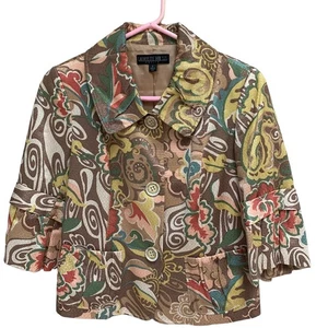 Woman's Lafayette 148 New York Floral Short Waisted Jacket Size 8 Petite  - Picture 1 of 10