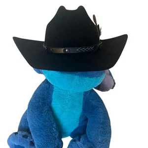 Black Felt Cowboy Hat Wide Flat Brim SMALL Wool Festival Hatband Cowgirl Vegan - Picture 1 of 8