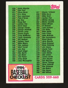 1984 Topps Baseball #646 - Checklist: 529-660   84-1973 - Picture 1 of 2
