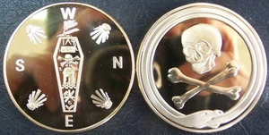Mason Masonic Knight Templar Funeral Skull Symbol Mori Secret Death Coin Medal 3 - Picture 1 of 2