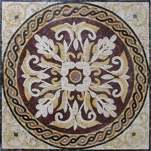 Mosaico Mármol Coloridos Patrones Romanos Diseño Arte GEOMÉTRICO 34x34 Pulgadas - Imagen 1 de 1