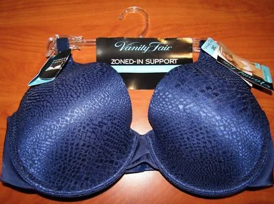 NEW VANITY FAIR ZONED-IN SUPPORT NAVY BLUE BRA 34D 36DD 38C - STYLE 75316 - Image 1 of 2