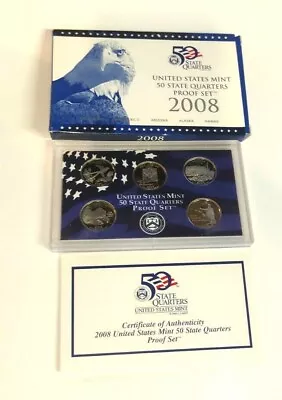 2008 S United States Mint "50 State Quarters" Proof Set w/Box & COA - Image 1 of 3