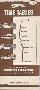 Horario de autobuses - Eastern & Central Greyhound NY - 9 artículos - 30 de octubre de 1955 - Imagen 1 de 9