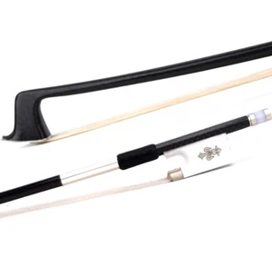 Pro Master Carbon Fiber Violin Bow 4/4 White Fleur-de-Lys Frog Stiff Light 62g - Picture 1 of 17