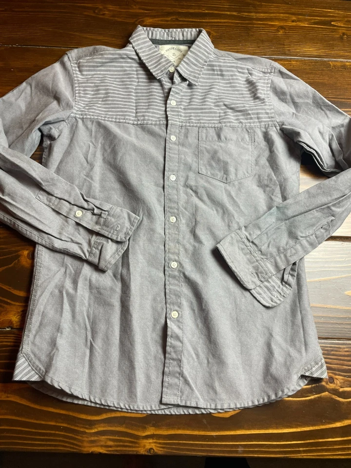 Native Code Shirt, Men's Size Large, Gray, Striped, Slim, Button Up, Long Sleeve - Image 1 of 4
