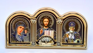 Auto Ikone GM Kazan Jesus Nikolaus автомобильная икона освящена 11,4x5,8x0,7 cm - Picture 1 of 1