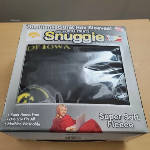 Iowa Hawkeyes NCAA Snuggie Sleeved Soft Logo Fleece Blanket - New! Cover