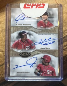 2020 Topps Tier One Juan Soto Carter Kieboom Victor Robles Triple Auto 1/5 On