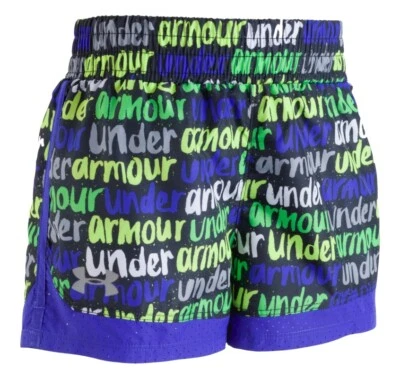 UNDER ARMOUR Girl's UA Brushmark Running Shorts ** BLACK/MULTI - 5, 6 ** NWT - Image 1 of 4