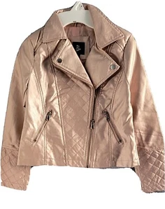 Target Art Class Girls Faux Leather Full Zip Moto Jacket Size M 7/8 Pink New - Picture 1 of 12
