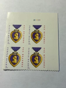 U. S. Forever Stamp Plate Block SC 5035 2015  Purple Heart PL B111111 MNH - Picture 1 of 1