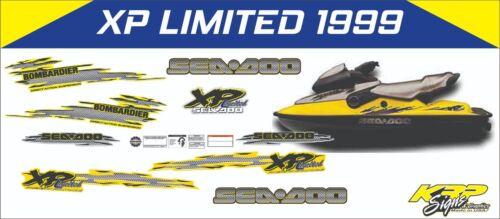 SEADOO XP LIMITED 1999 Graphics / Decal / Sticker Kit YELLOW, BLUE & BLACK