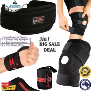 TripleFit Pro, Weight Lifting Dipping Belt, Knee Patella Brace & Wrist Straps - Picture 1 of 12