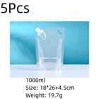 5Pcs Portable Plastic Spouted Liquid Bag Sealed Stand Up Clear Bottle Drink Bag