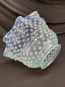 Antique Opalescent Glass Gas Oil Lamp Shade Hobnail Ruffle Victorian Deco 4 1/16 - Picture 1 of 18