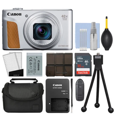 Canon PowerShot SX740 HS 20.3MP Digital Camera 40x Optical Zoom Silver+ 16GB Kit - Image 1 of 4