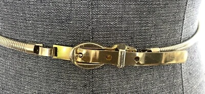 Vintage Disco Skinny Belt Metal Goldtone 70s 80’s Expandable 24-30 Inch Stretch - Image 1 of 3