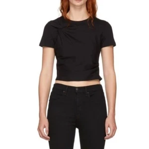T by Alexander Wang Twist Top T-Shirt in Black Size S - Picture 1 of 6