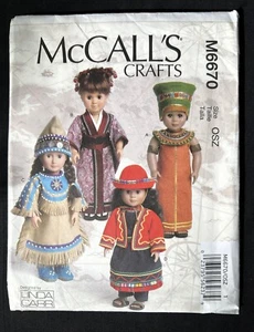 McCall's M6670 Doll Clothes w/4 International Styles 2012 Pattern 18" Doll Uncut - Picture 1 of 2