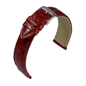 Bracelet De Montre En Cuir De Crocodile Bourgogne De Barington/Eulit - Picture 1 of 2