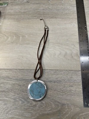 Collar gargantilla RLM Robert Lee Morris Soho turquesa con cadena de cuero Foto 1 de 4