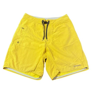 Patagonia Yellow Nylon Board Shorts Trunks Unlined Zip Pocket Men's 32 - Picture 1 of 11