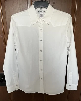 Pendleton Womens White Cotton Blend Western Pearl Snap Shirt Size S - Image 1 of 4