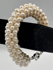 EFFY Multi-Strand Woven Freshwater Pearl Bracelet With Sliver Clasp - Picture 1 of 22