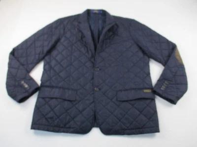 POLO RALPH LAUREN Men's 2XL Quilted Blazer Blue Suede Elbow Patches - Image 1 of 4