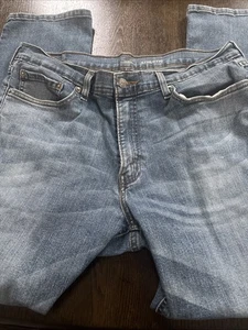 Levi's Strauss Signature Gold Straight Atheletic Medium Blue Denim Jeans 36x32 - Picture 1 of 8