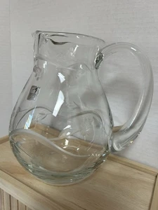 Fostoria Lead Crystal Etched Glass Juice Pitcher 8” Tall New With Sticker - Picture 1 of 5